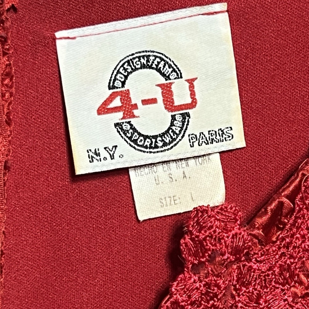 Vintage 4 U New York Red Sequined And Beaded 1980 Party Dress Size L - Picture 2 of 12